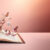 Storytelling book writing concept, romance theme, butterflies flying over open book illustration banner, copy space on pastel pink background. Generative AI
